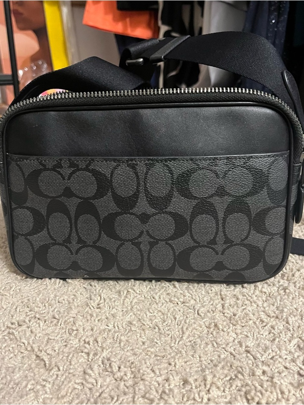 Coach Black Signature Messenger Bag - Picture 8 of 14